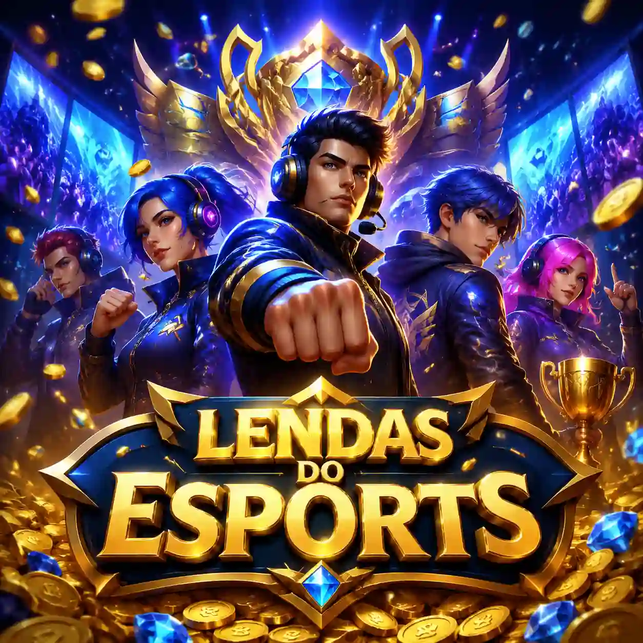 Arena de e-sports com telões e equipamentos